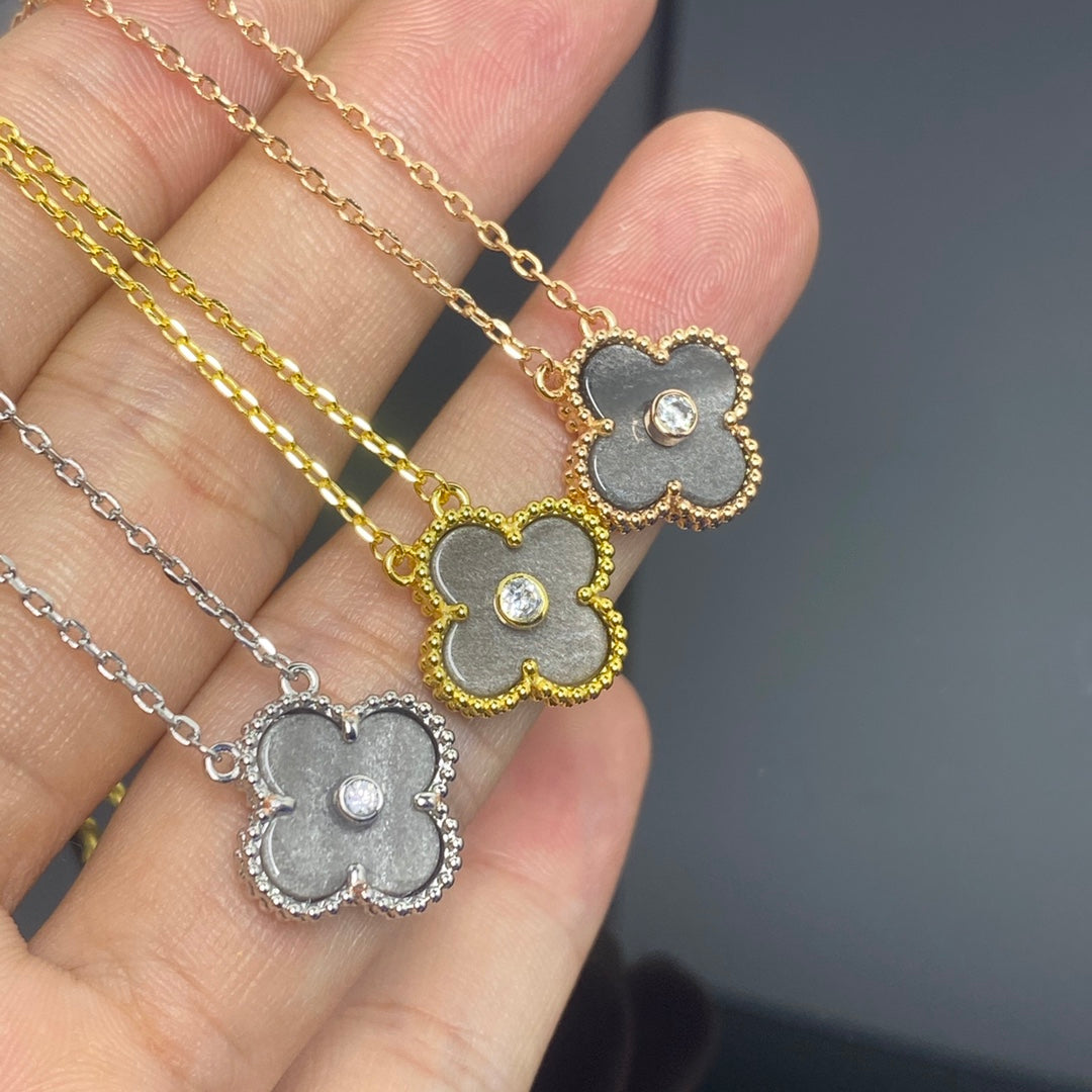 The lucky four-leaf clover necklace comes in three colors for you to choose from. It's believed to bring good luck and fortune.